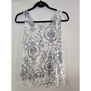 Via‎ Signoria Silk Tank Top S Sleeveless Flowy Tunic Layered Floral Fairy Italy